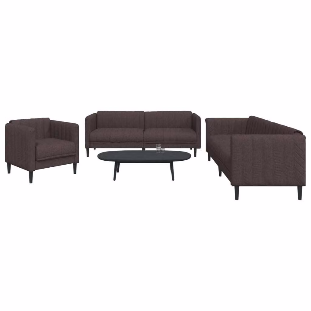 Maison Exclusive - Divano componibile 3 pezzi, color marrone scuro, rivestito in tessuto