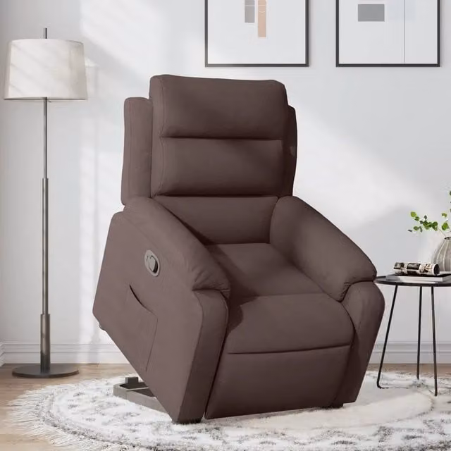 Poltrona Alzapersona Reclinabile vidaXL in Tessuto Marrone con Assistenza Elettrica per Senior