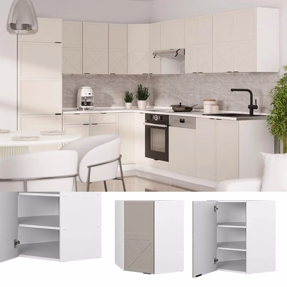 Mobile angolare da cucina Fame-Line Vicco Grigio Beige e Bianco L: 57 cm, H: 72 cm, P: 34,1 cm – 2