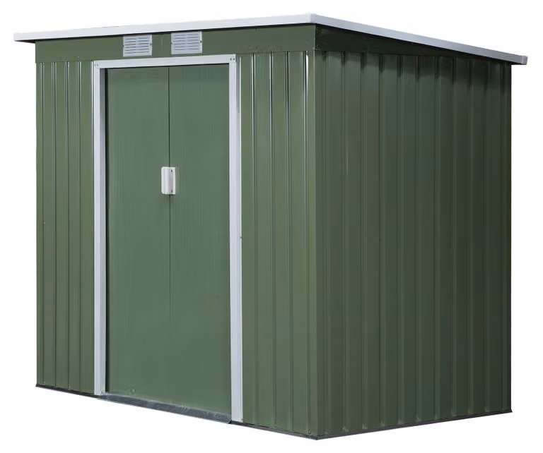 Casetta da giardino con porta scorrevole e finestra di ventilazione | Colore: Verde | Dimensioni: 130x213x159/172 cm