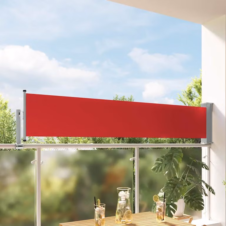 Tenda Laterale Retrattile vidaXL per Patio in Poliestere e Acciaio, Rossa, L: 300 cm, H: 60 cm