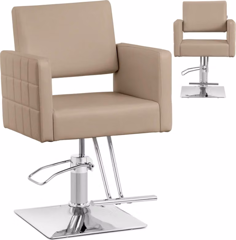 Expondo physa Poltrona da parrucchiere Ribbleton con poggiapiedi - Altezza seduta 49 - 63 cm - 150 kg - beige