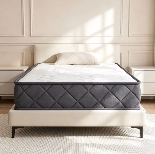 Materasso singolo ULEVR 90x190 cm in schiuma memory e schiuma ondulata, 20 cm, bianco e grigio