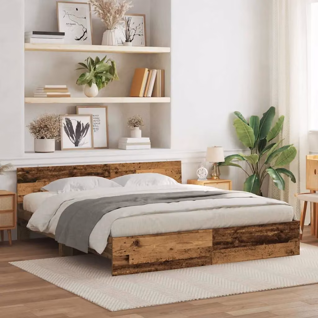 vidaXL Struttura letto con testata in legno color marrone L: 180 cm, P: 200 cm, H: 185 cm