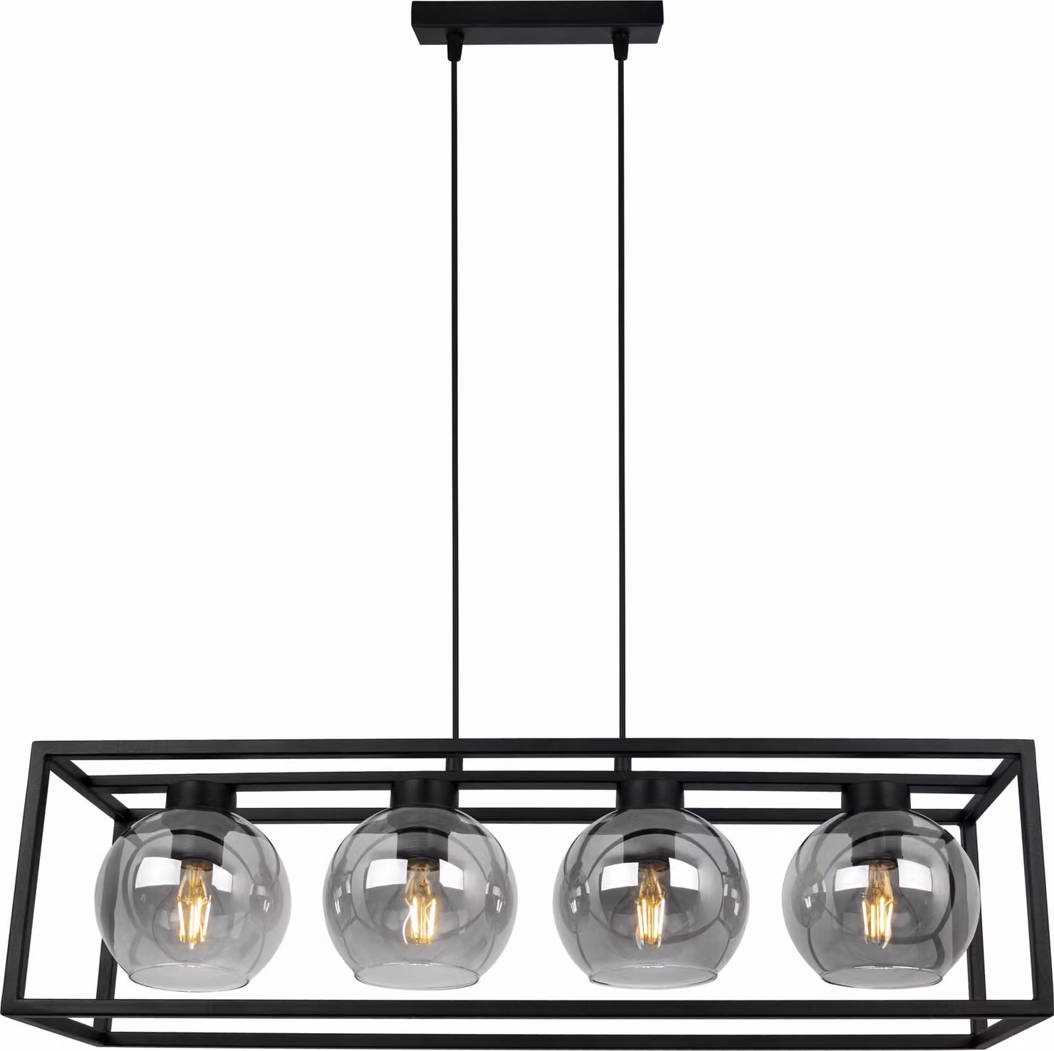 Haga Cage lampada a sospensione - Lampada da soffitto per soggiorno, camera da letto e sala da pranzo - Lampada a sospensione in metallo e vetro - E27 - Grafite - 4 luci