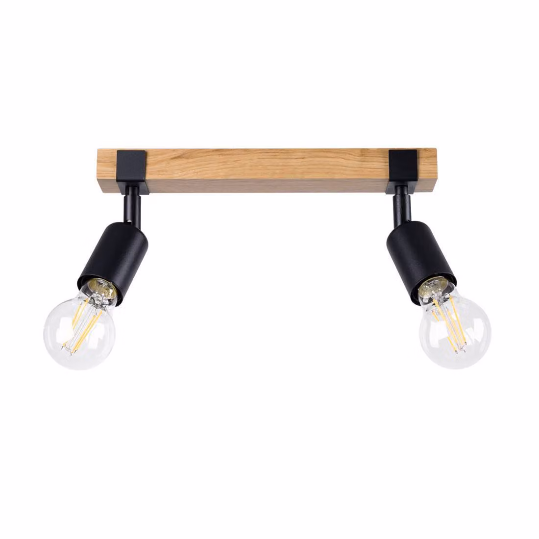 Lampada da soffitto ZUCA 2 nero 2xE27 15W acciaio/legno 14x15x38cm Sollux Lighting