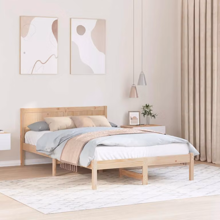 Struttura del letto vidaXL in legno massello di pino, colore marrone, L 120 x P 200 cm