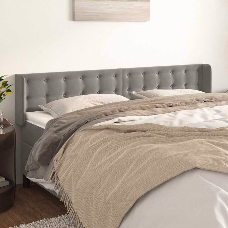 Testiera ad orecchio vidaXL in velluto grigio chiaro L: 163 cm, P: 16 cm, H: 78-88 cm