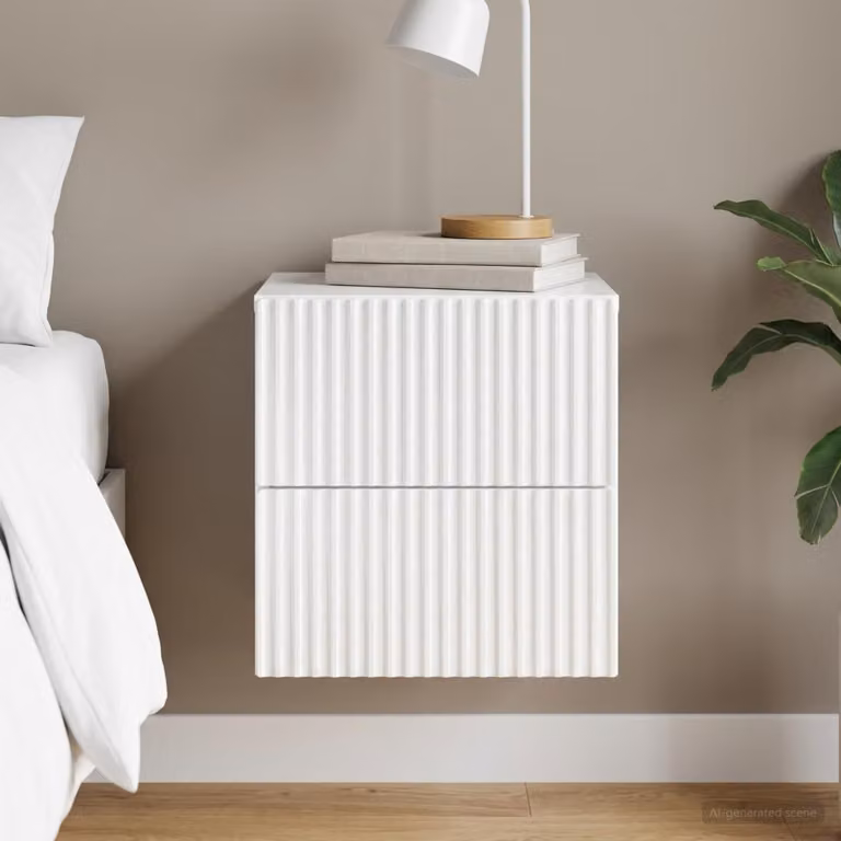 vidaXL Mobiletto da notte sospeso Bianco Lucido L 33 cm x P 34,5 cm x H 40 cm