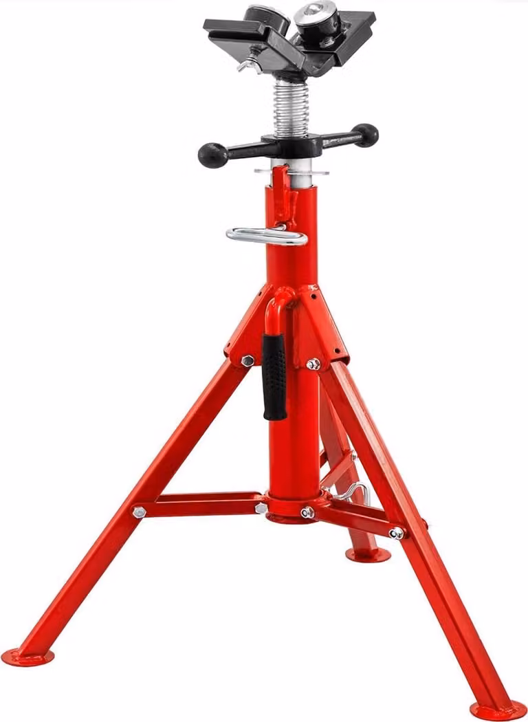 Supporto per tubi con testa a V a 2 sfere e gambe pieghevoli 2500LB Altezza regolabile da 28 pollici a 51,5 pollici Tipo 1107A