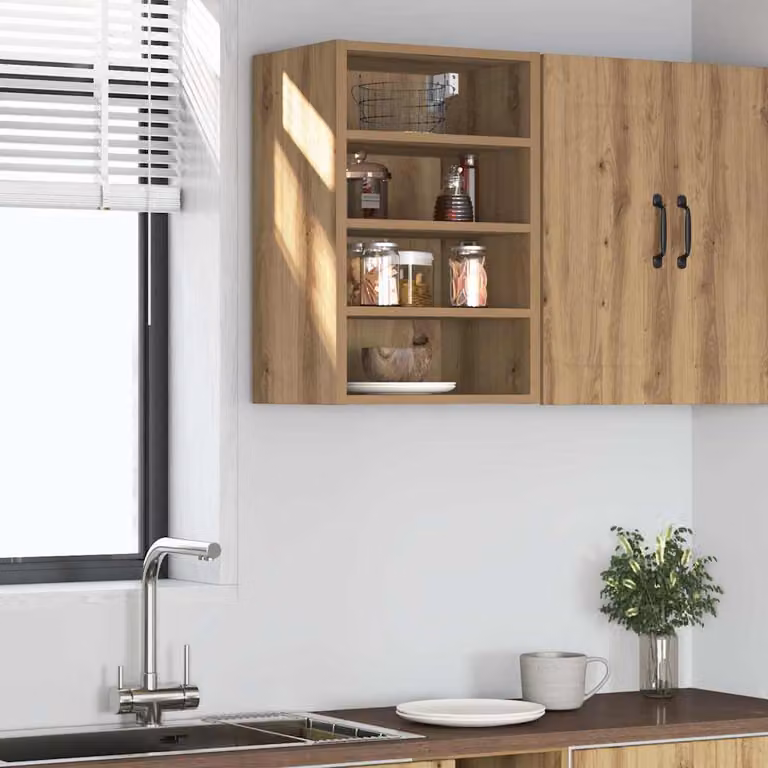Pensile da cucina moderno vidaXL Riga colore marrone con ante a battente e ripiani interni L/P/H: 40 x 29,5 x 60 cm