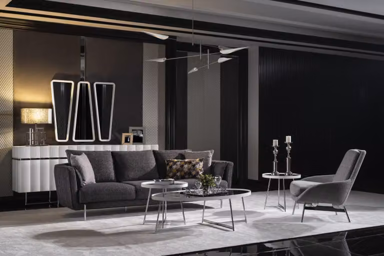 Wohnzimmer Grau Sofagarnitur Dreisitzer Sessel Luxus Couch Set 4 1 Sitzer
