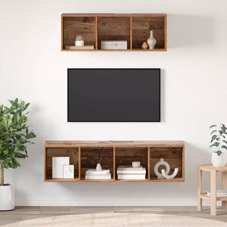 Set di 2 mobili TV moderni vidaXL in legno color marrone opaco per soggiorno