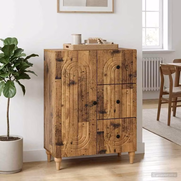 Credenza moderna vidaXL in legno ingegnerizzato color marrone, L 66 cm x P 34,5 cm x H 90 cm