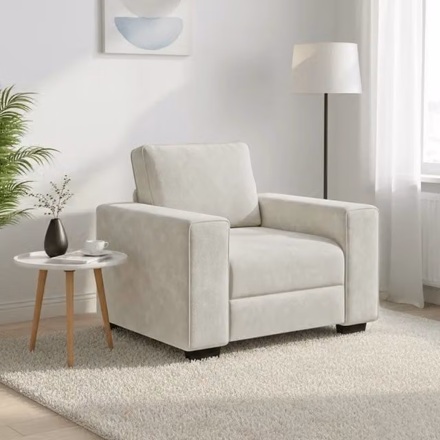 Poltrona Lounge moderna vidaXL in velluto beige con braccioli L/P/H: 100 x 77 x 82 cm