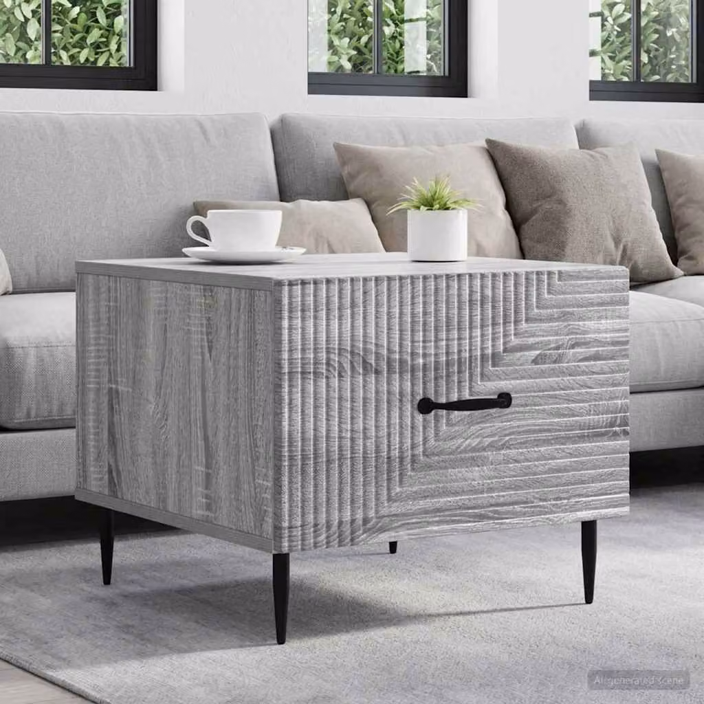 vidaXL Tavolino da salotto moderno con cassetto Grigio e Nero L/P/H: 49 x 50 x 40 cm