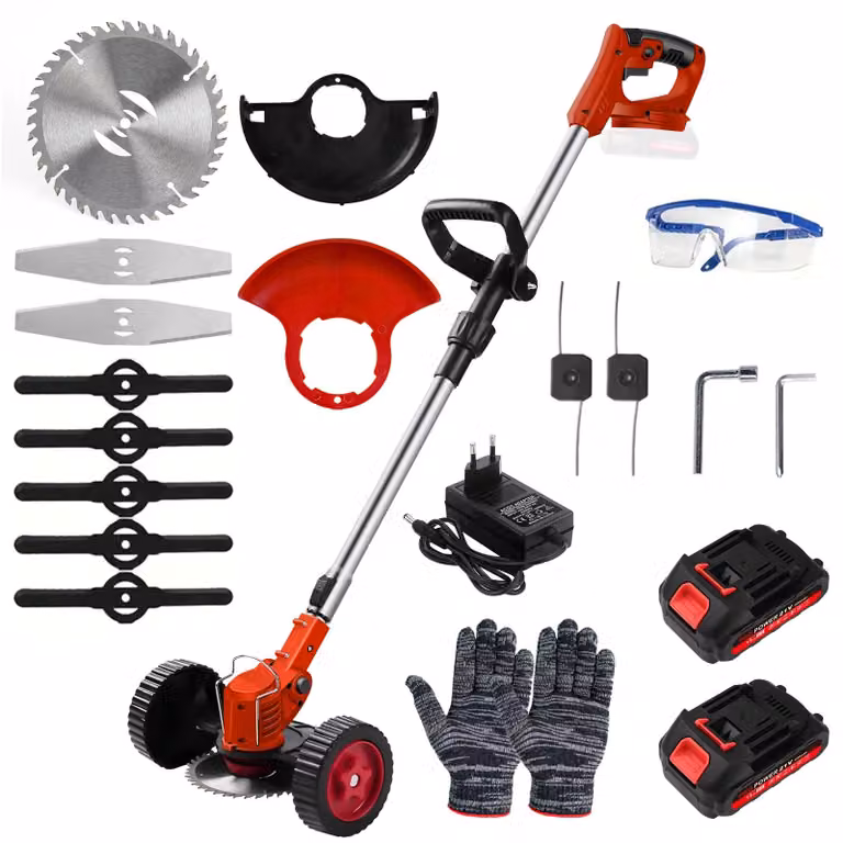 Tagliasiepi a batteria - Motore brushless - Senza fili - Albero telescopico regolabile in altezza - Testina di taglio multifunzionale - Batteria inclusa