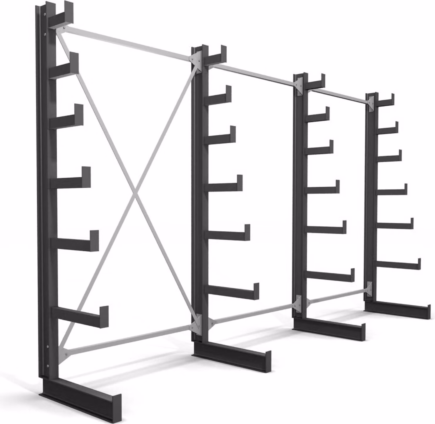 Scaffalatura cantilever STIER, monofronte, 3 campate con 6 livelli discendenti, LxHxP 3900x2000x500 mm, scaffalatura con 6 bracci a sbalzo inclinati verso l'alto, portata per braccio a sbalzo 200 kg, sistema di immagazzinamento con robusta struttura in ac