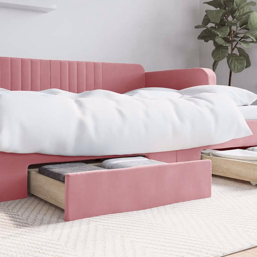 Set di 2 cassetti da letto vidaXL in legno multistrato e velluto rosa
