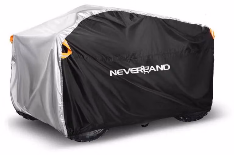 Copertura protettiva per quad ATV, tessuto reversibile, resistente al freddo, alla polvere, alla pioggia e ai raggi UV, colore nero/argento, dimensioni 256x110x120 cm