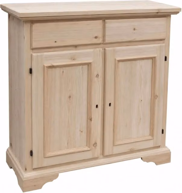 Credenza Mobili 2G con 2 porte e 2 cassetti in legno di pino e pioppo grezzo L: 90 cm, P: 40 cm, H: 94 cm – 3