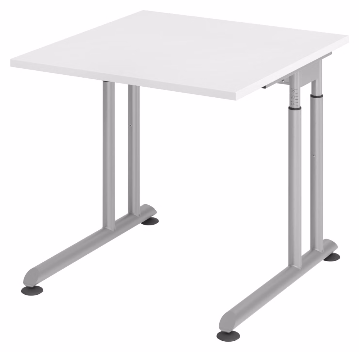bümö Scrivania Serie-Z - Decorazione: bianco, struttura: argento, dimensioni: 80 x 80 cm