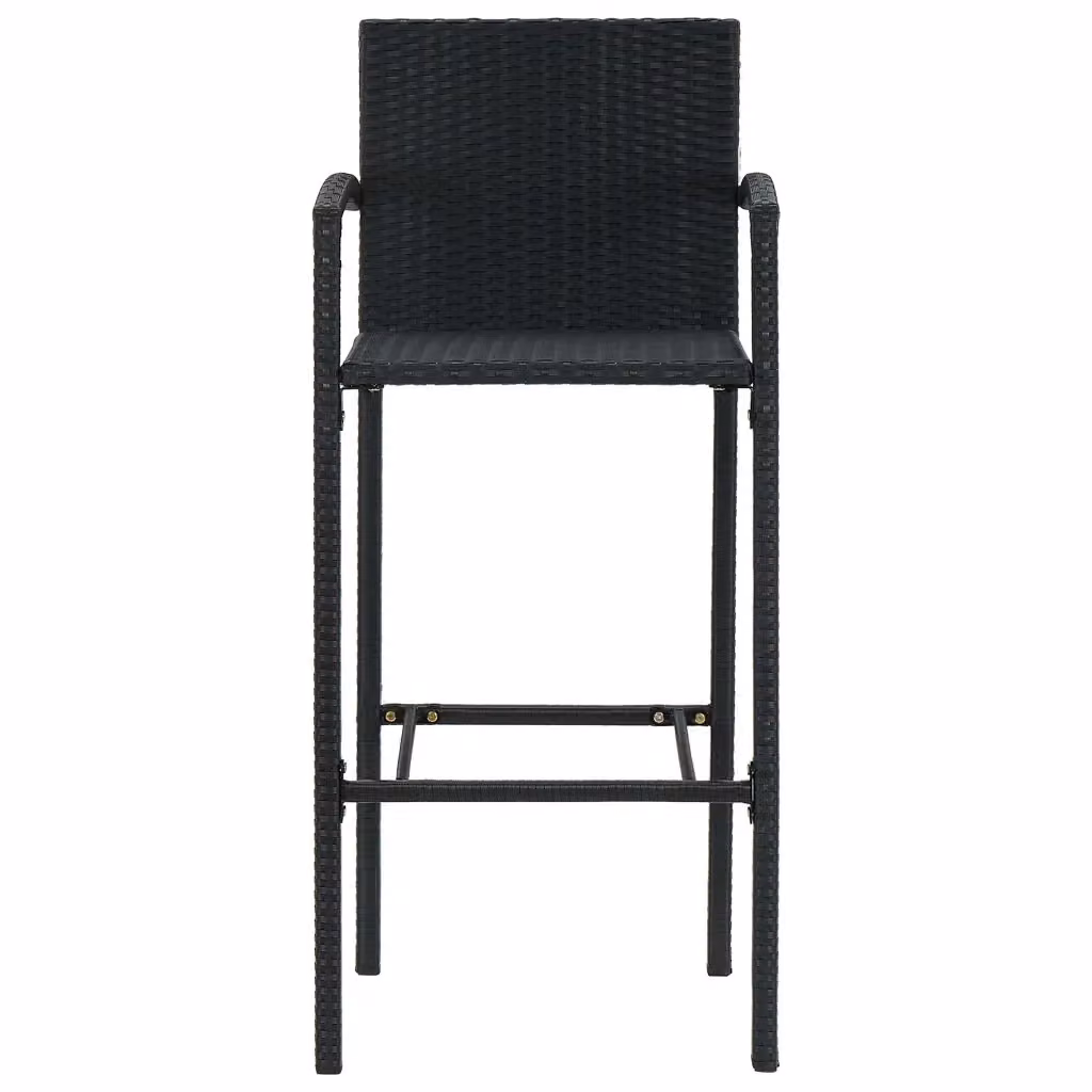 Set di 4 sgabelli da bar vidaXL in polyrattan e metallo neri per giardino o esterno – 2