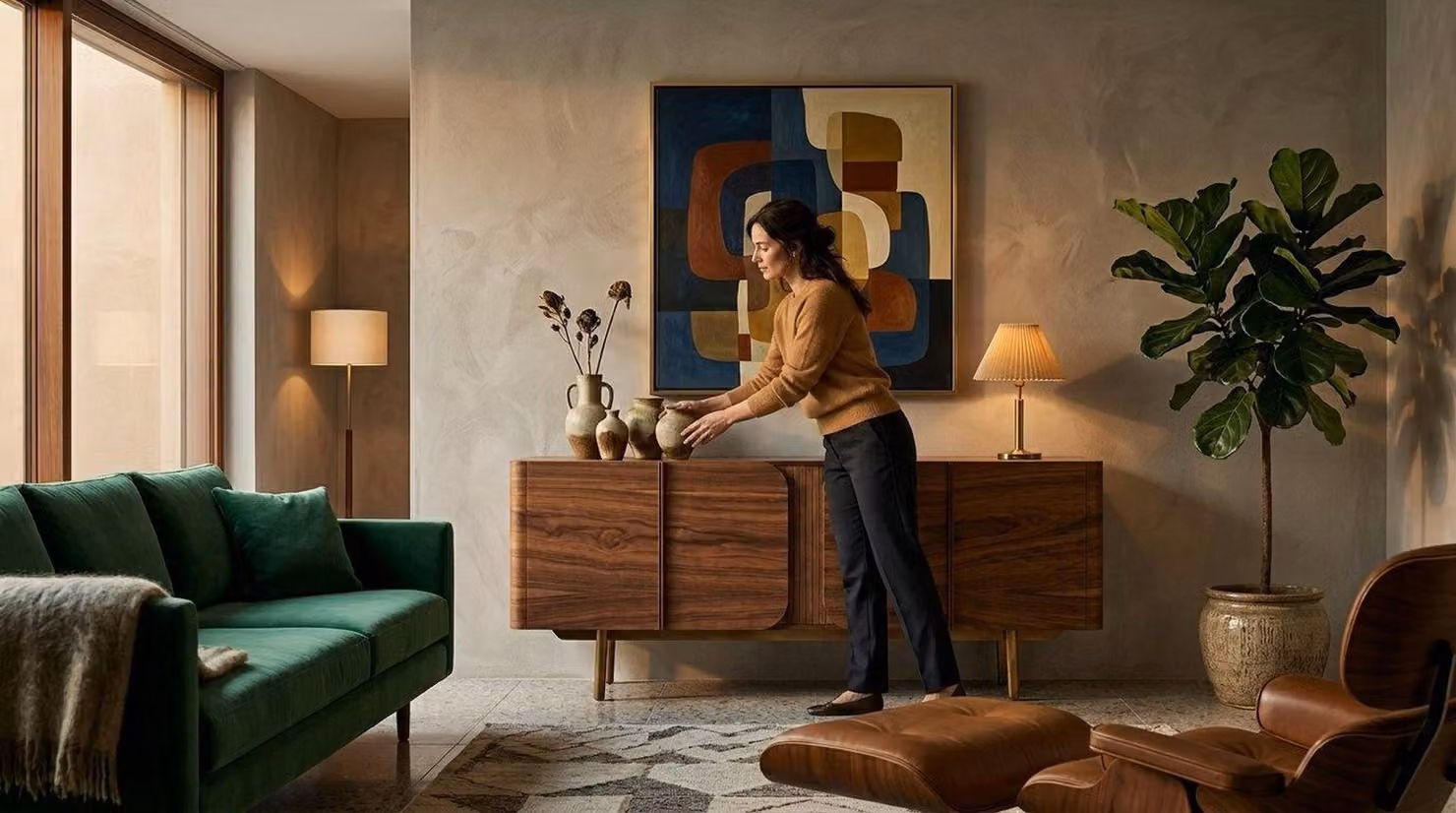 Sideboard braun Holz modern elegant Wohnzimmer komfortabel
