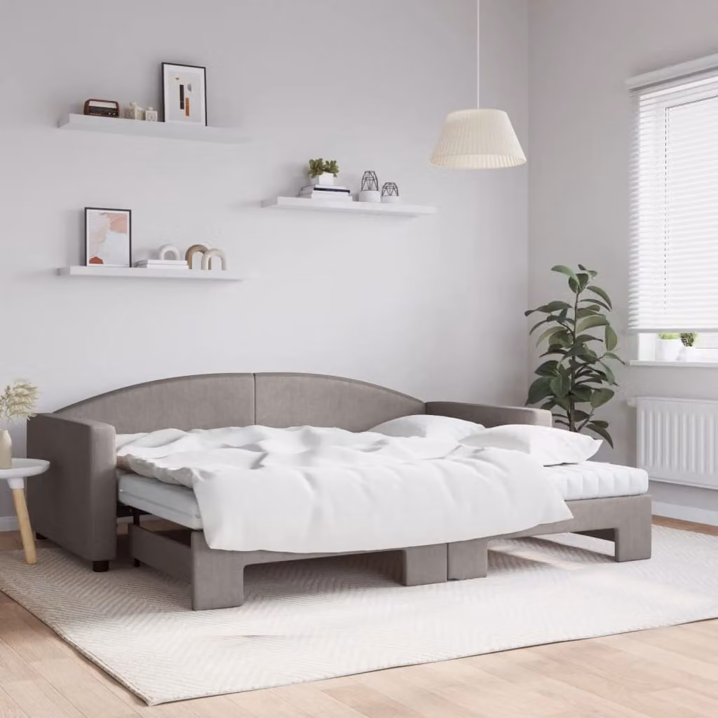 Maison Exclusive - Divano letto estraibile con materassi color taupe 90x200 cm in tessuto