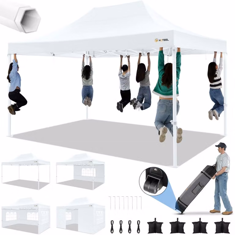 Gazebo da esterno 3x4,5 metri con 4 pannelli laterali, colore grigio, trattamento anti-UV
