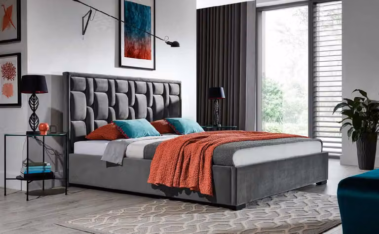 Design Betten Luxus Chesterfield Samt Velvet Polster Bett Hotel Doppel XXL