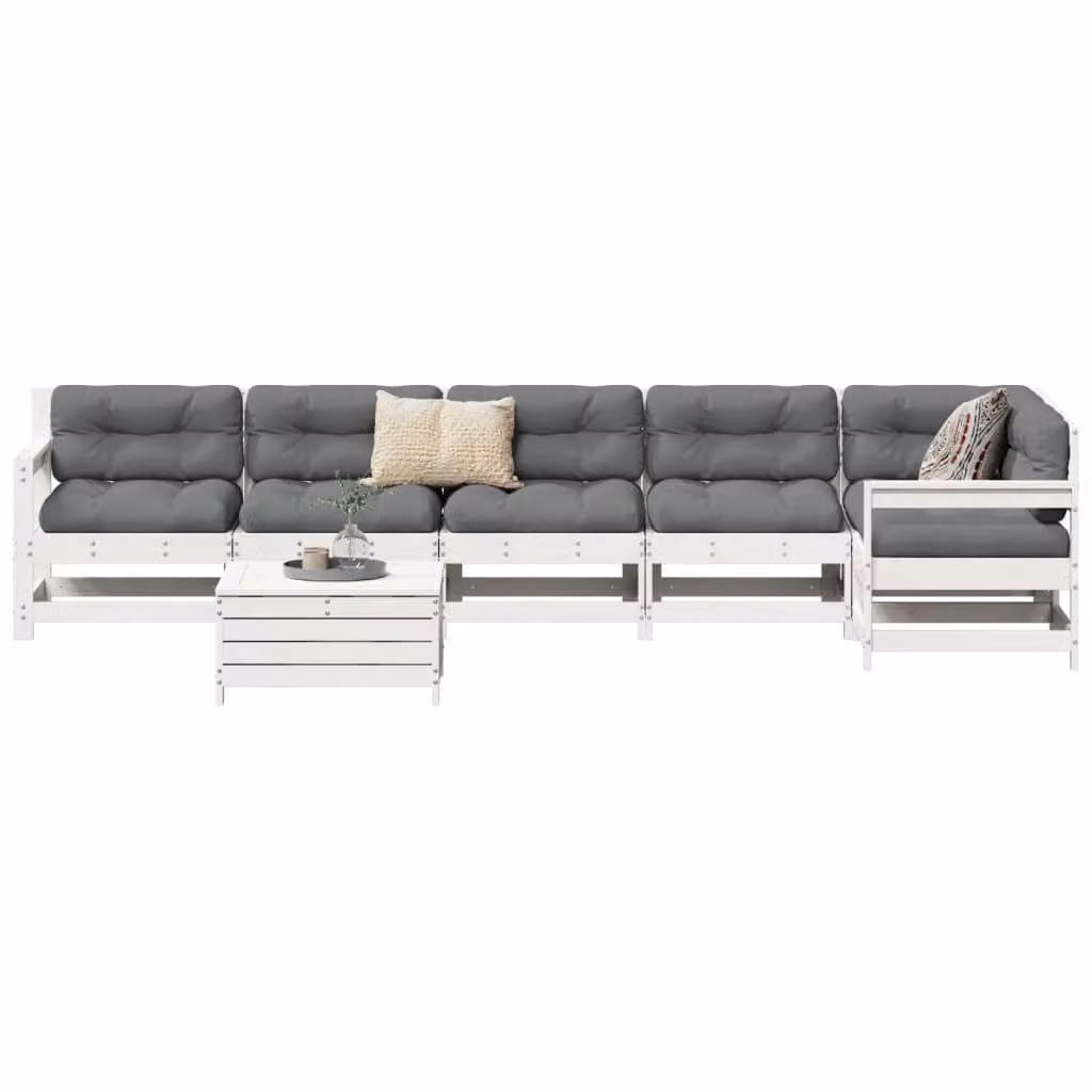 Maison Exclusive - Set Divani da Giardino 7 pz Bianco in Legno Massello di Pino