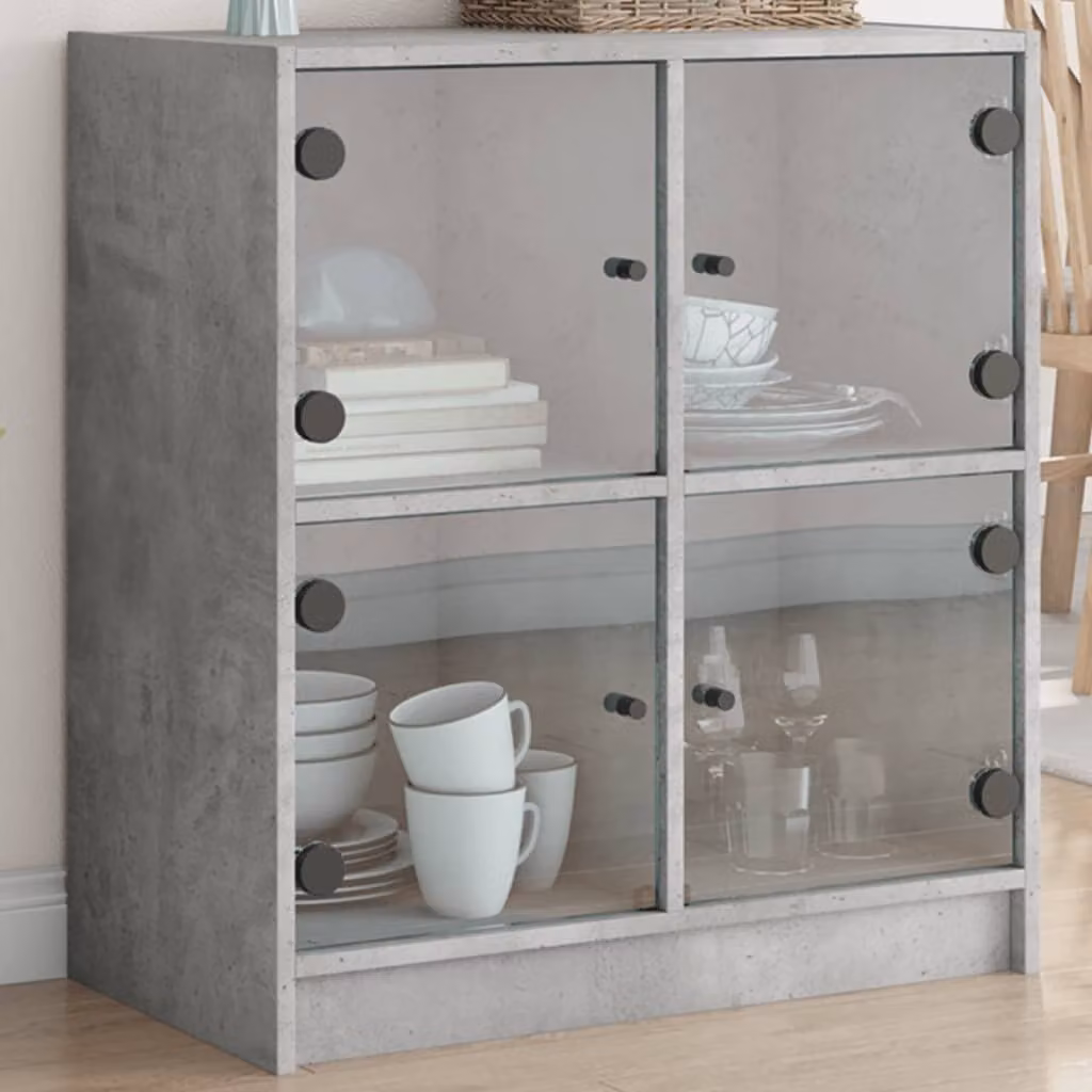 Mobile vidaXL con Ante in Vetro Grigio Cemento L: 68 cm, P: 37 cm, H: 75,5 cm