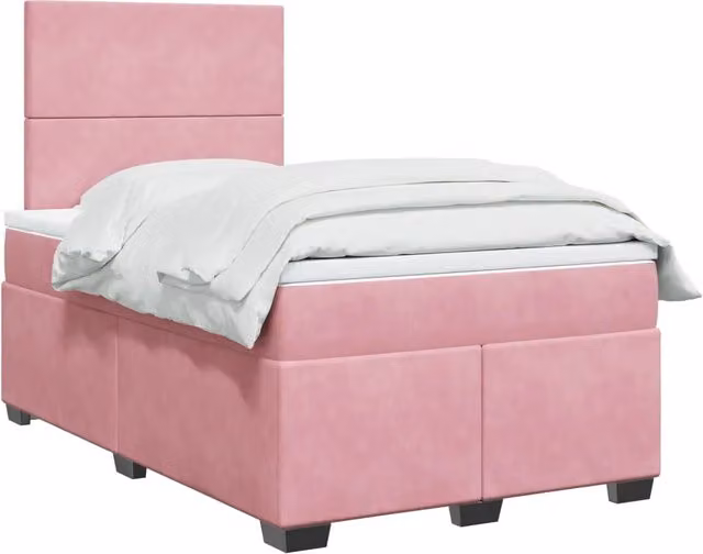 Letto Ibrido vidaXL con Materasso a Molle Insacchettate e Struttura in Velluto Rosa e Bianco L/P: 120 x 200 cm
