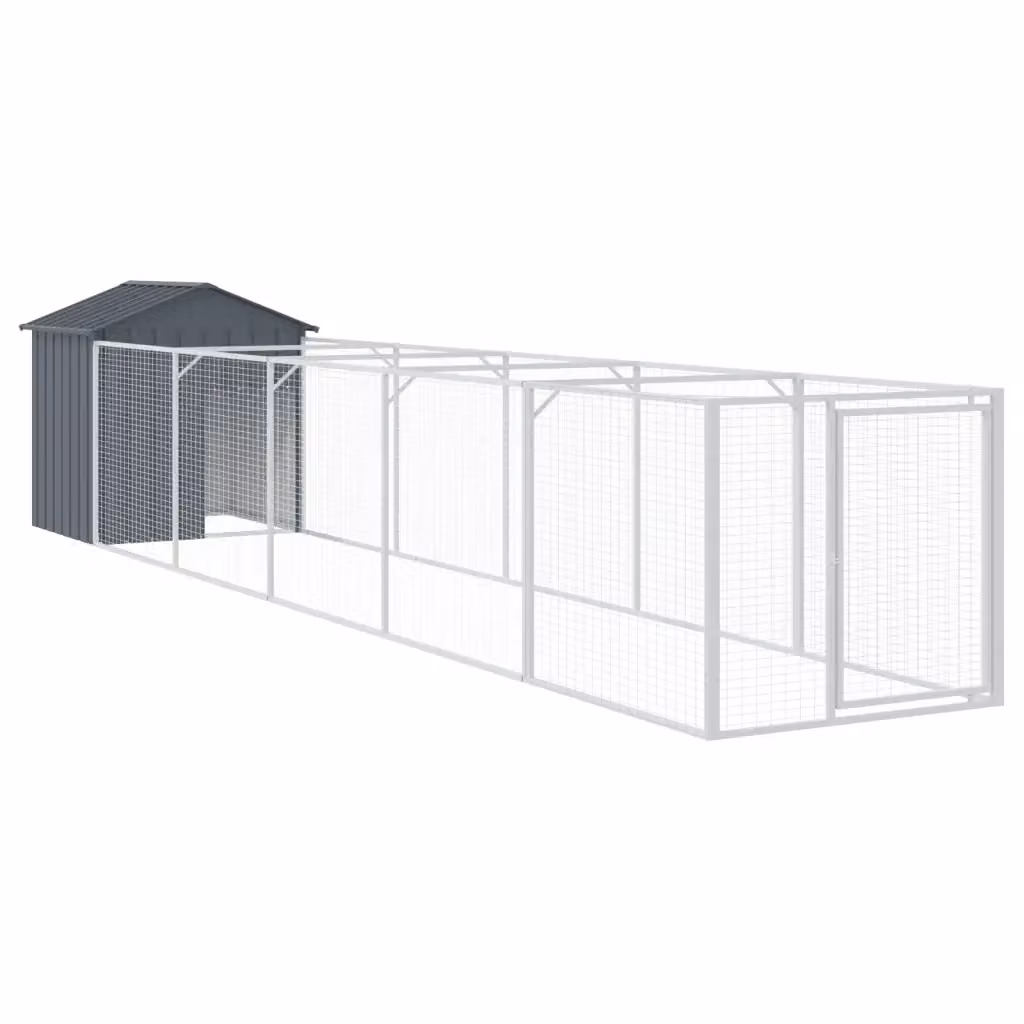 Casetta per cani vidaXL in metallo antracite resistente alle intemperie L: 609 cm, P: 117 cm, H: 123 cm – 2