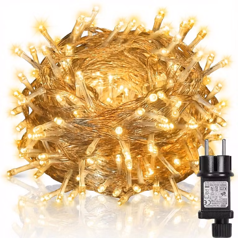 20M LED Luci Fiabesche Elettriche, Giardino Impermeabile 8 Modalità Luci Fiabesche con Funzione Memoria Timer per Interno Festa Matrimonio Balcone Natale, Bianco Caldo