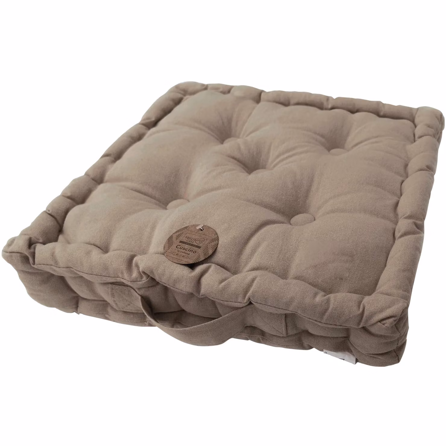 Cuscino da pavimento quadrato VESTIAMO CASA in cotone, colore beige, L 40 cm x P 40 cm x H 8 cm