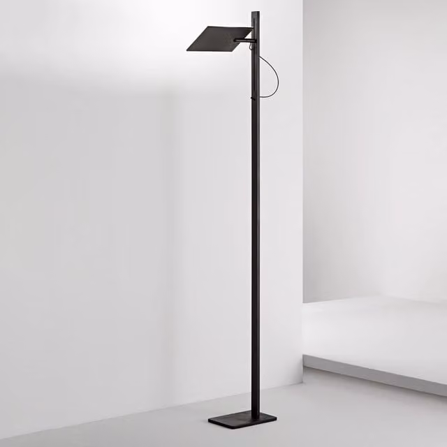Piantana Moderna Radiante Metallo Nero Opaco Acrilico Led 24W Cct Dimmerabile