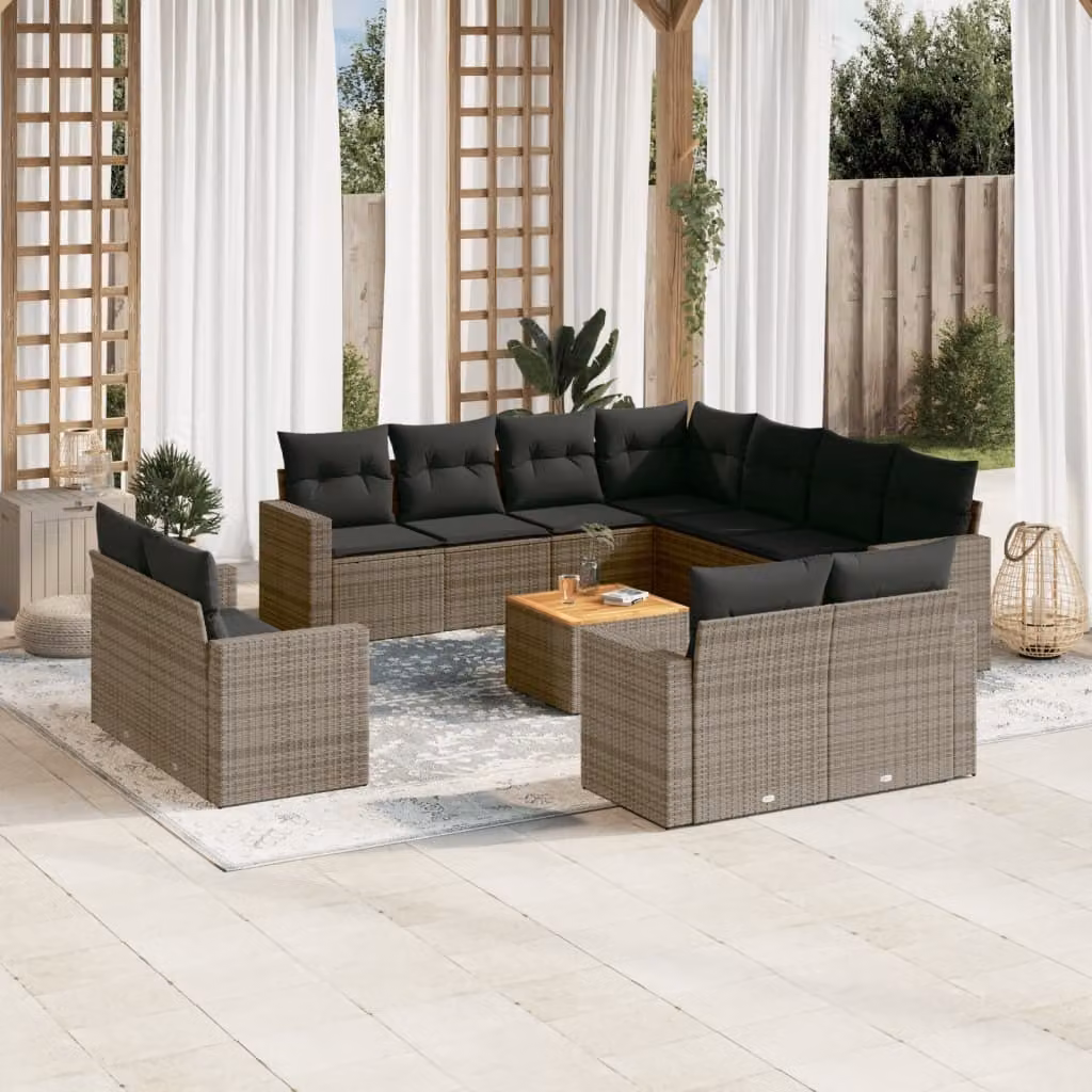Maison Exclusive - Set Divani da Giardino 12 pz con Cuscini Grigio in Polyrattan