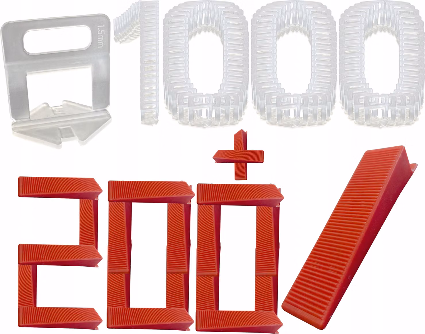Set di livellamento per piastrelle Sistema di livellamento 1000 clip 1,5 mm 200 cunei Piastrellista