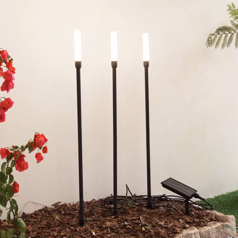 Lampada LED solare Lindby Balian, set da 3, nera, alluminio, 3000K Balian, Nero, Alluminio, Moderno