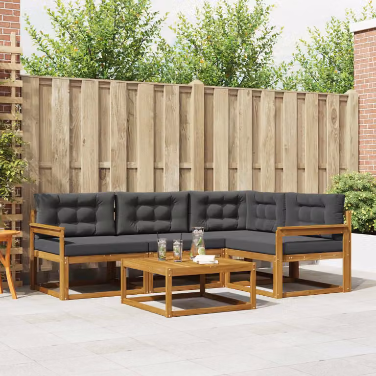 vidaXL Set di divani da esterno 5 pz Naturale e Antracite