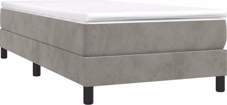 Giroletto a Molle con Materasso Grigio Chiaro 90x200 cm Velluto