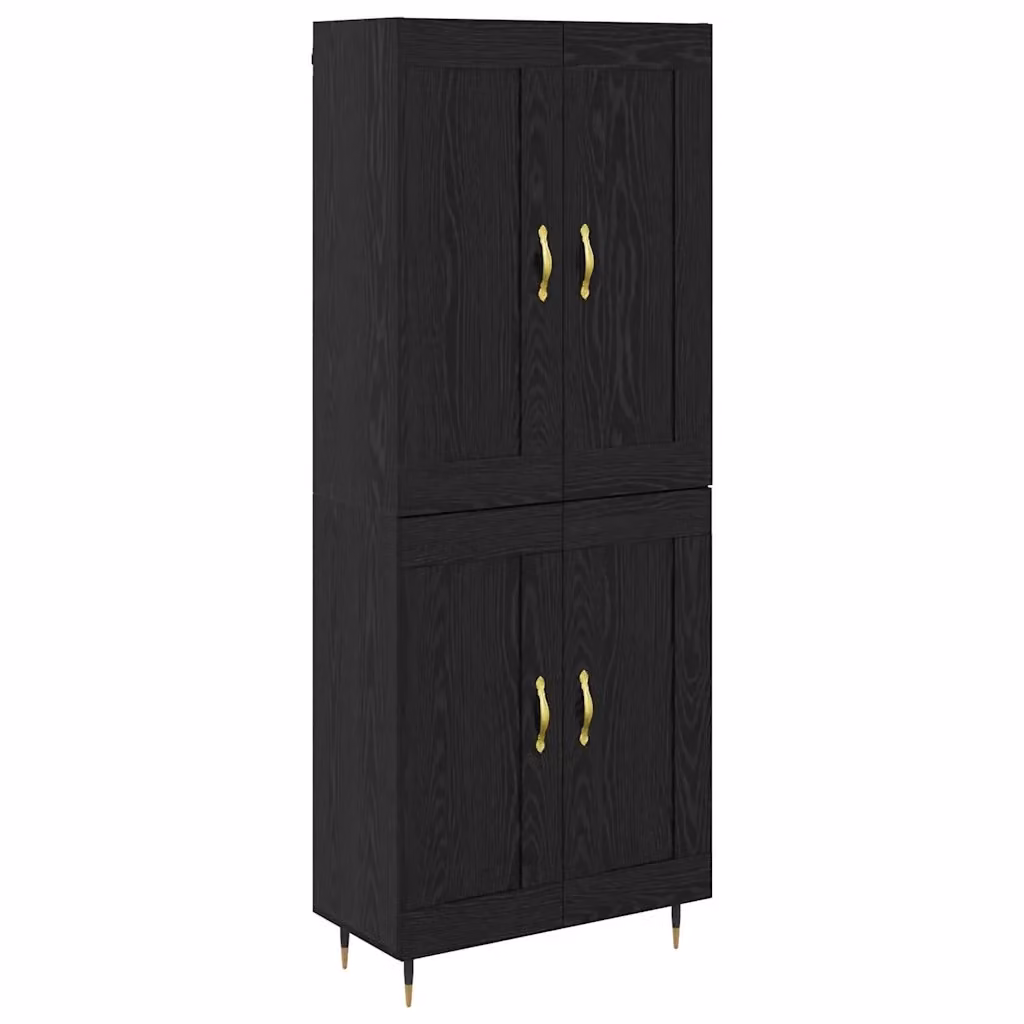 vidaXL Credenza Moderna in Rovere e Nero con Dettagli Oro, L: 69,5 cm, P: 34 cm, H: 90 cm – 2