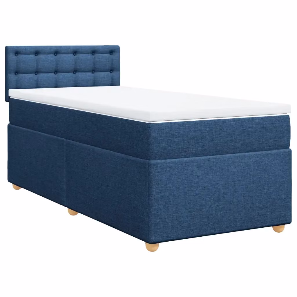 Letto ibrido vidaXL con giroletto a molle e materasso in tessuto blu e bianco L/P/H: 200 x 80 x 100,5 cm – 2