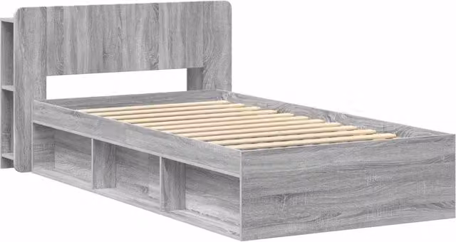 Letto singolo moderno DESIGN IN con contenitore e cassetti, colore grigio, L 80 cm x P 200 cm x H 221,5 cm