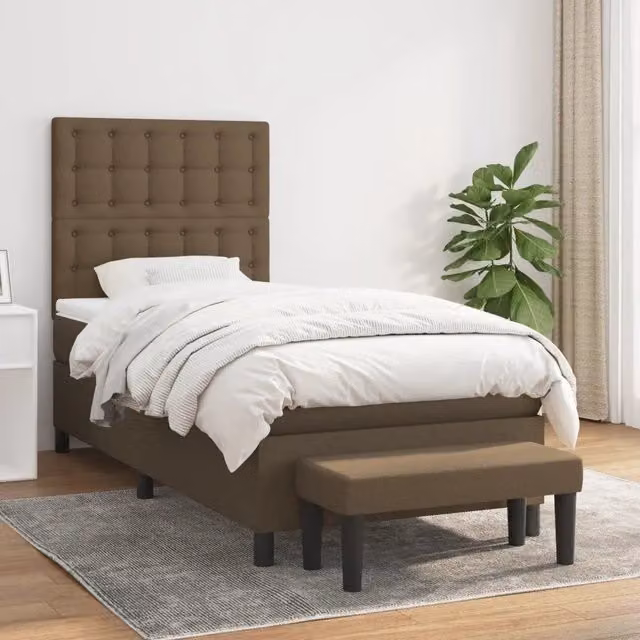 Letto Ibrido con Giroletto a Molle e Materasso vidaXL, Marrone e Bianco, L/P/H: 100 x 200 x 45 cm – 1