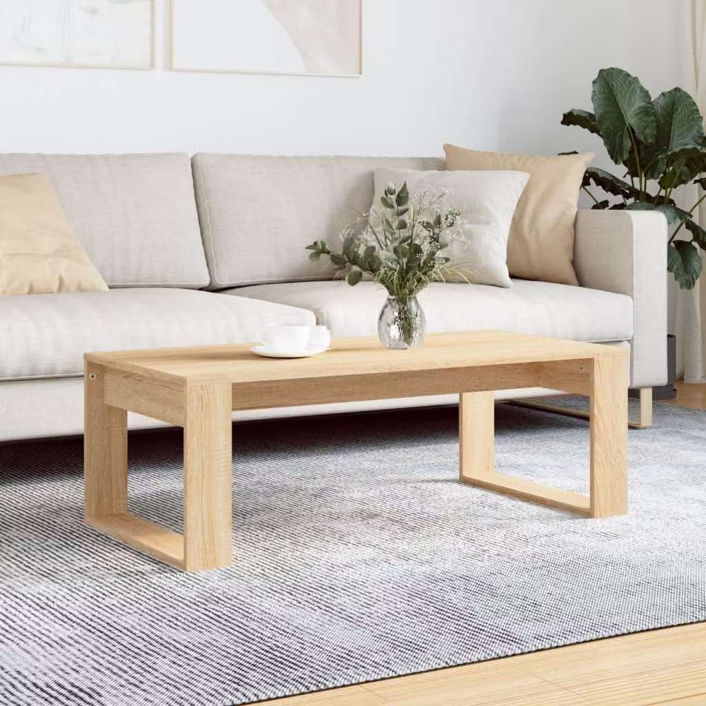 The Living Store tavolino in rovere Sonoma 102x50x35 cm materiale a base di legno