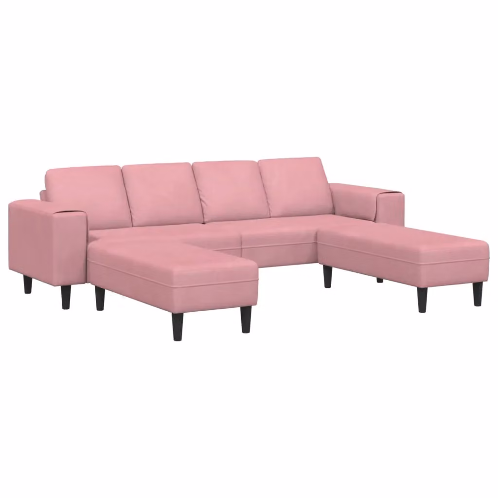 Divano angolare moderno vidaXL in tessuto rosa e nero con cuscini per il tuo soggiorno – 2