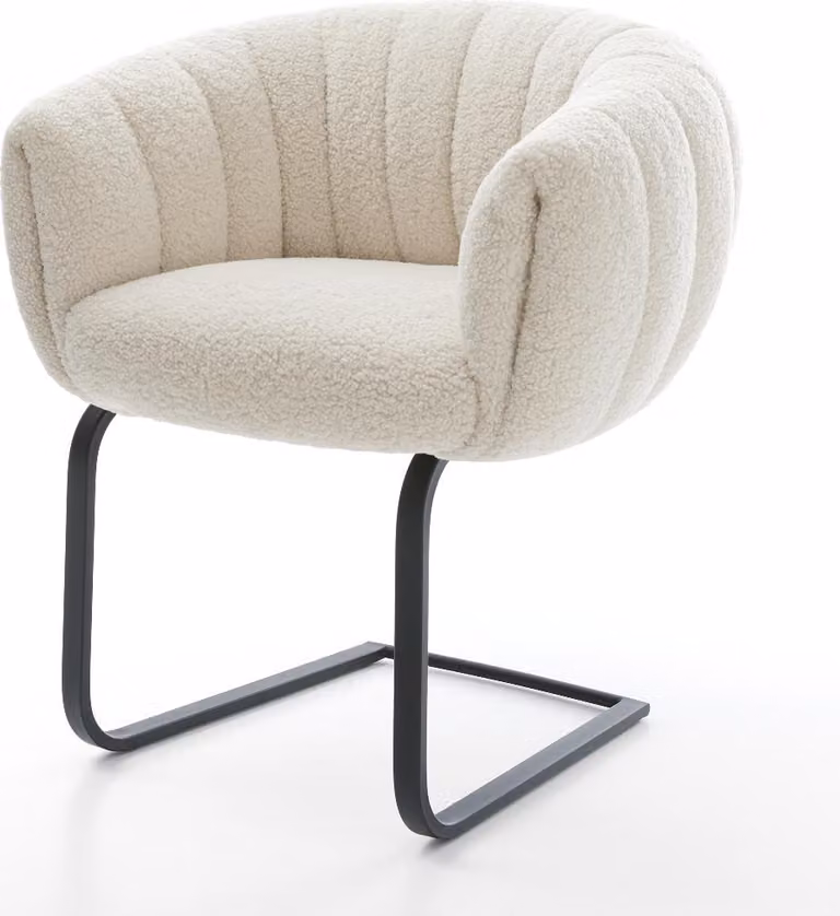 DELIFE Sedia a sbalzo Jada-Flex Tessuto peluche Beige Sedia a sbalzo piatta Nero Molle insacchettate